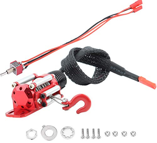 Treuil Rc, Rouge 1:10 Voitures D'escalade Rc Sur Chenilles Treuil En Métal Électrique Fil De Cabestan En Nylon Mini Treuil En Métal Électrique pour Scx10 d90 d110 Tf2 Trx4 Km2