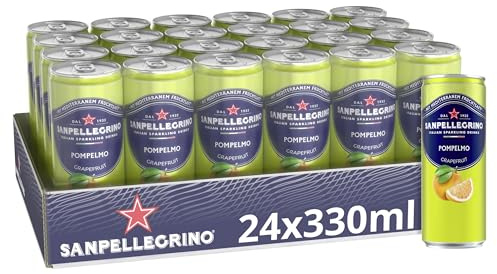 San Pellegrino Pompelmo Grapefruit-Limonade, 24er Pack (24 x 330 ml), Dosen | Mit 11 % Grapefruitsaft (aus Konzentrat), prickelnd, aus 100% natürlichen Zutaten und italienischer Rezeptur