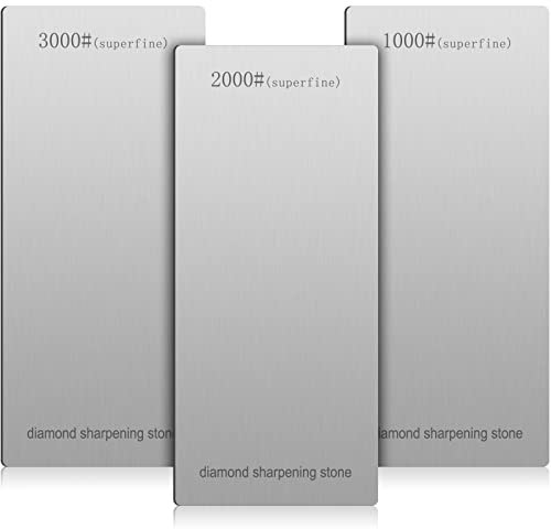 Zhehao 3 Pieces Diamond Sharpening Stone Diamond Knife Sharpener Plate Honing Whetstone for Kitchen Sharpening Dull, Blunt or Tired Edges (1000/2000/ 3000 Grit)
