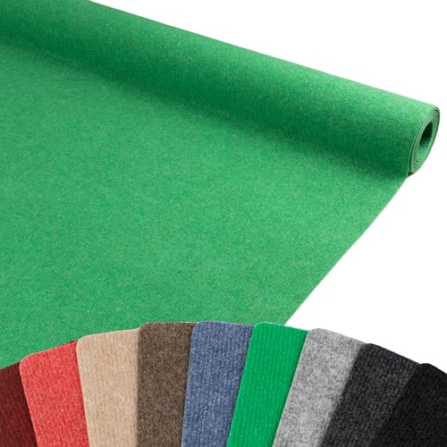 Primaflor Messeteppich Rips Malta | Grass Grün | 100x6000 cm | BFL-S1 | gerippter Eventteppich | Rips Nadelfilz für Messe, Hochzeit & Event | 2,5 mm | leicht zuschneidbar