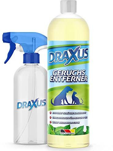 DRAXUS Geruchsentferner gegen Katzenurin und Hundeurin I Mikrobiologischer Geruchsneutralisierer inkl. Mischflasche I Ergibt bis zu 10 Liter Enzymreiniger