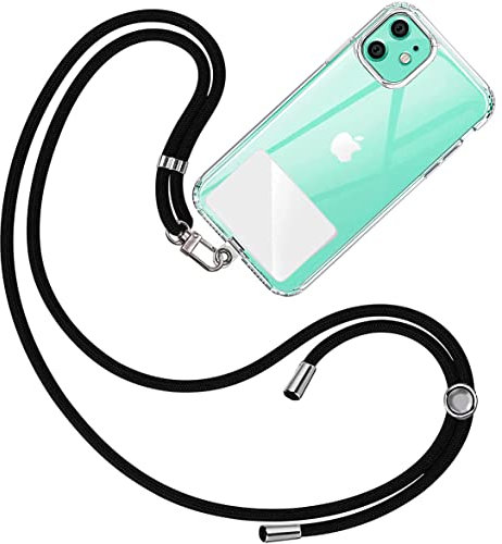 Naunna - Cuerda para Móvil Universal - Tu Estilo de Vida Conectado sin Límites, Cordón Ajustable para Llevar el Teléfono Colgado del Cuello (Negro)