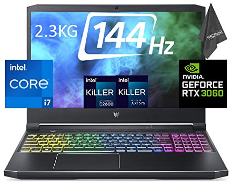 Acer 5th Blade Cooling Technology Predator Helios 300 15.6 FHD 144Hz 3ms Gaming Laptop - Intel Core i7-11800H - NVIDIA RTX 3060-2.3KG - Thunderbolt 4- w/Cloth (32GB RAM | 2TB PCIe SSD | 1TB HDD)