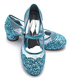 ELSA & ANNA Zapatos de princesa niña - 3 cm tacón - Zapatos de fantasía con brillos y cristales - Para fiestas, cumpleaños y cosplay - Tacones niña princesa (SH2205)