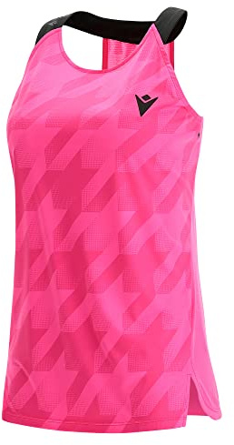 Macron Damen Padel Prime Cb Iciar Tank Woman Neon Pink/Black Printed Gaming Top, Rosa, S