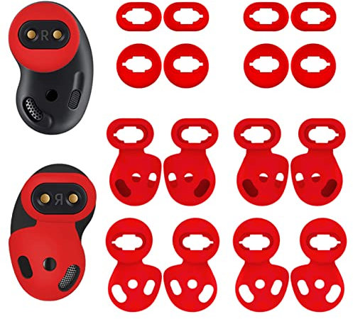 [ 8 Pairs ] Galaxy Buds Live Ear Tips Wing Tips, Non-Slip Anti-Slip Sound Leakproof Silicone Earbuds Replacement Cover Accessories Compatible with Samsung Galaxy Buds Live Red S/L