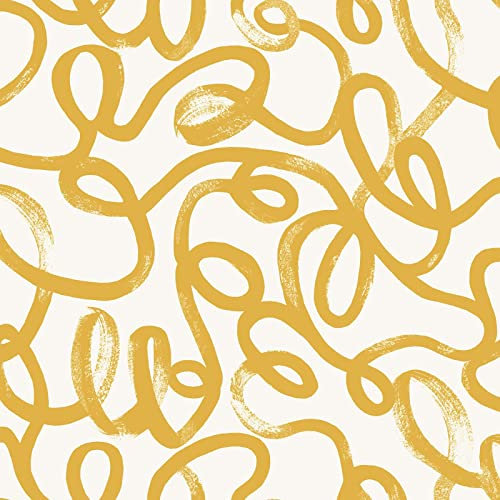 Holden Squiggle Doodle Effect Geometric Wallpaper Ochre Yellow/White 13361