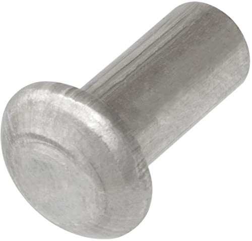 AERZETIX - C62036 - Lot de 10 Rivets en aluminium Ø5x10 mm à tête demi-ronde bombée - rivet plein/à frapper - DIN 660 - couleur argent - assemblage non démontable tôle cuir riveteuse