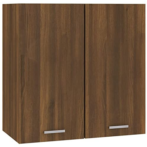 Tidyard Hängeschrank Küchenschrank Aufbewahrungsschrank Einbauküche Küchenzeile Küchenmöbel Oberschrank Küche Schrank,Mit 2 Türen und 1 Regalböden, Braun Eichen-Optik 60x31x60 cm Holzwerkstoff