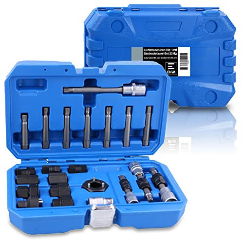 ENVA 22-tlg Lichtmaschinen Werkzeug Bitset Steckschlüssel-Set Generatoren Freilauf-Riemenscheibe Montage