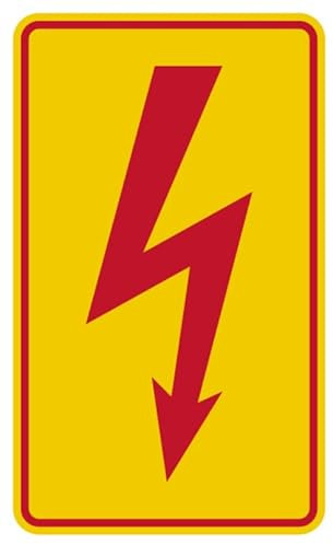 Aufkleber Sicherheitszeichen Hinweis „Blitz VDE 0105 C“ Warnung Schild Folie, signalgelb | Größen wählbar Made in Germany, Größen Name: 10x6cm