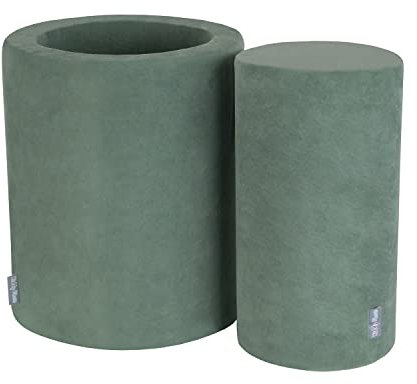 KiddyMoon Velours Aire De Jeux en Mousse Modulable pour Enfants avec Housses Amovibles Résistantes Et Matériaux Doux Favorisant Imagination, Element Tonneau/Rouleau, Vert Forêt