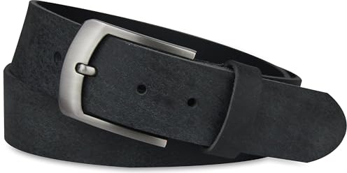 Frentree Ledergürtel aus echtem Büffelleder, MADE IN GERMANY, Gürtel für Damen und Herren, 3,8 cm breit, Dunkelgrau