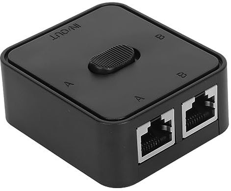 Netzwerk-Switch 2 Ports RJ45 CAT6 Gigabit-Netzwerk-Switch, 2-in-1-Out-Netzwerk-Tastendruck-Splitter-Switch, Stromloser Netzwerkkabel-Sharing, Passiver