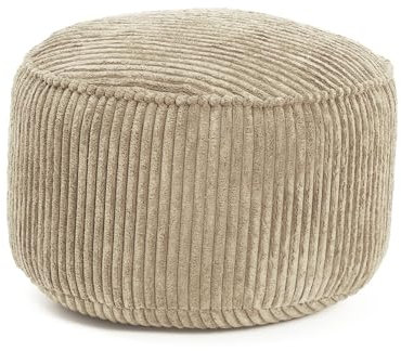 Lumaland Pouf en velours - Pouf de jeu compact de 50 l avec fonction 3 en 1 : tabouret confortable, table pratique et repose-pieds d'intérieur élégant - Diamètre 25 x 45 cm - Beige