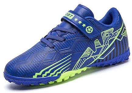 CERYTHRINA Fußballschuhe für Kinder Professionelle Athletics Tatsächlicher Kampf Leicht Schuhe Jugendliche Mode Low Top Outdoor Sport Klettverschluss Trainingsschuhe Blau 35