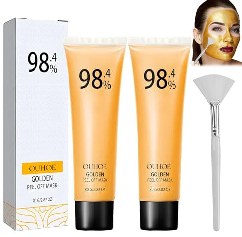 2 Stück Gold Foil Peel Off Maske, Peel Off Anti Falten Whiten Maske, Anti Falten Anti Aging Gesichtsmaske, Peel Off Maske Gesicht, Zur Hydratation, Anti-Falten-Wirkung, Reinigung und Aufhellung