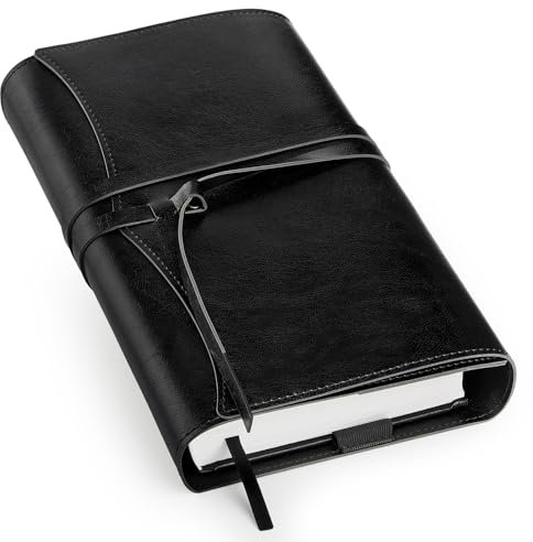 Buchumschläge für Taschenbücher, PU Leder Bibel Buchumschlag für Damen und Herren, Buchumschlag für Buchliebhaber, Buchschoner für Bibeln Buchzubehör, Schwarz