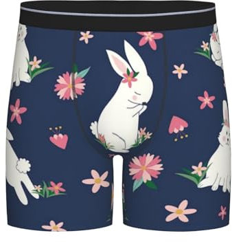 GRatka Boxershorts für Herren, Unterhosen, Boxershorts, lustige Unterwäsche,Osterhasen mit Blumen Ostern