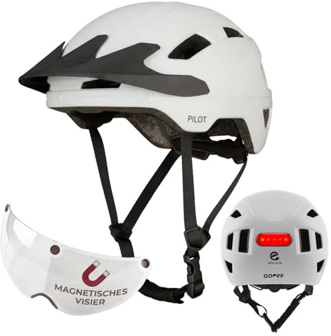 GOOFF Pilot S-Pedelec Helm | Schutz für schnelle E-Bike Fahrten | Fahrradhelm mit Visier und Licht | NTA 8776-zertifiziert