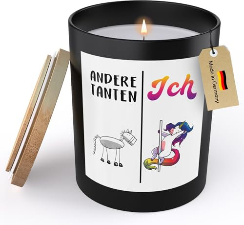 22Feels Tante Geschenk Spruchkerze Einhorn Frauen Geburtstag Sojawachs Kerze im Glas Muttertag Weihnachten Handgemacht mit Spruch Duft Deko Vegan Nachhaltig - ZITRUS
