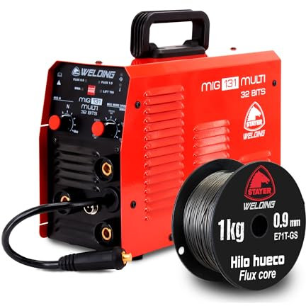 Stayer Equipo de soldadura para Hilo hueco, MIG 131 + Bobina de hilo hueco de 1Kg.