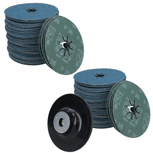 115mm 36 Grit Fibre Zirconium Abrasive Discs Sanding Grinding 100pc with Holder