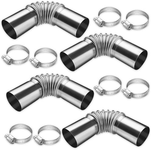 Udbrud Abgasrohr, 4 Stück Edelstahl Abgasrohr Winkelverbinder 24 mm Kraftstofftank Abgasrohr mit Schlauchschellen Abgasschlauch für Stromerzeuger Abgasrohr Abgasschlauch für Diesel Heizung
