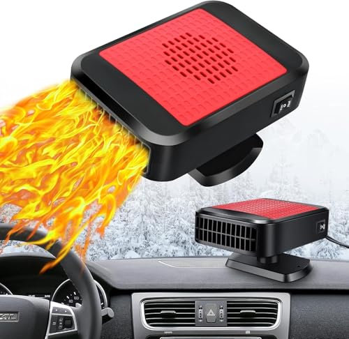 Mupkvy Car Heater - Portable Car Heater with 2 in 1 Heating and Cooling, 12V 150W Car Heater Defroster, Defrost and Defog Windshield Car Heater Fan Plug in Cigarette Lighter