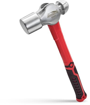 HOUSERAN Martillo de bola de 2 libras, martillo de bola grande con agarre de goma antideslizante, martillo de metal para trabajos de metal, redondeo, mecánica