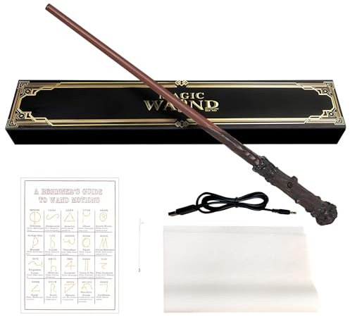 JATERWI Harry Zauberstab Geschenkbox mit Zauberspruch Karte, Kostüm Zubehör für Cosplay, Harry Magic Wand Zauberfans.(38cm)