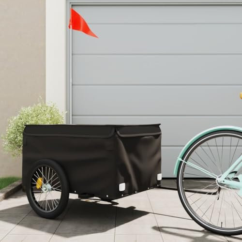 Xichuzi Lastenanhänger für Fahrrad Schwarz 45 kg Eisen, Fahrradanhänger, Lastenanhänger Fahrrad, Anhänger Fahrrad, Lastenanhänger Für Transport - 94094