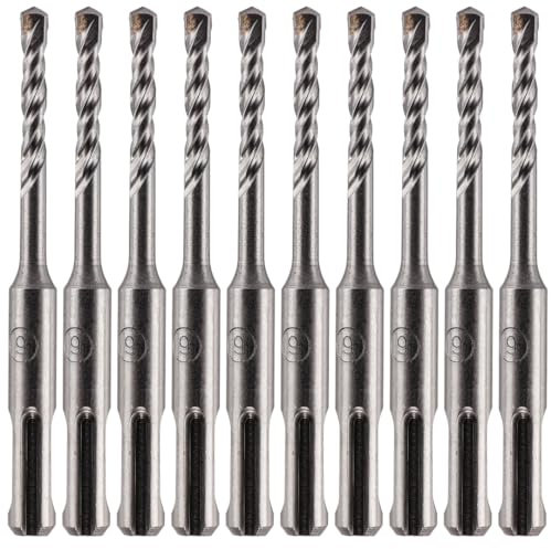 10 Pack Of - 6.5mm x 110mm Long SDS Plus Hammer Drill Bits, Professional Tungsten Carbide Tipped Masonry Drill Bit For Brick, Concrete, Stone, Granite. 6mm SDS Drill Bit