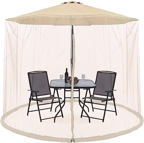 LXWKAI Gartenschirm-Tischschirm, Moskitonetz, Insektenschutz, mit Reißverschluss, für Terrassentisch, Gartenmöbel, Schwarz, 230 × 300 cm (Farbe: Weiß)