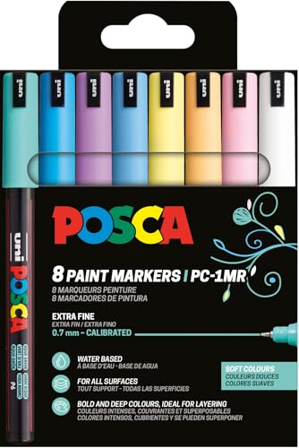 POSCA 181752 - Marker Set POSCA, 8 Acrylstifte PC-1MR, Permanent Marker 0,7 mm Rundspitze