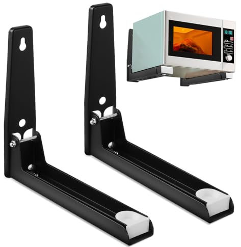 Mobestech Mikrowellenständer Edelstahl Ausziehbar Wandhalterung Schwarz Universelle Mikrowellenhalterung Platzsparend Für Küchenarbeitsplatte