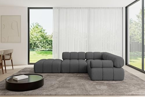 ALTDECOR Modulares Sofa Ecksofa in L-Form Corner modular Sofa Eckcouch Couch Wohnlandschaft Cauchsofa Polstersofa Felto-L1-285x190x70 cm Grau