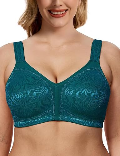 WingsLove Women's Full Coverage Plus Size Everyday Bra Minimizer Wireless Non Padded Wide Straps Comfort and Support for Large Bust