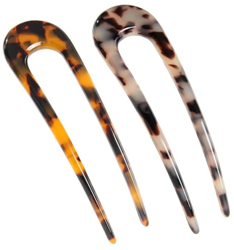 2 Pack French Hair Pin U Shaped Fork Updo Chignon Hairpins for Women