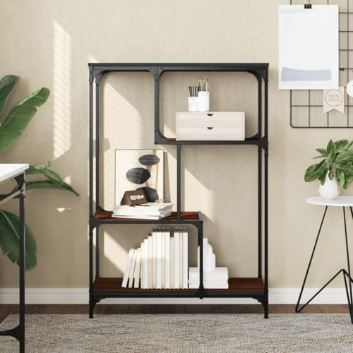 Owoxanthellate Bücherregal Braun 81x36x115 cm Holz Stahl Industrie-Design Raumteiler Living Room Corridor