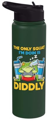 The Only Squat I'm Doin is Diddly Funny Gym Frog Meme Stainless Steel Insulated Water Bottle