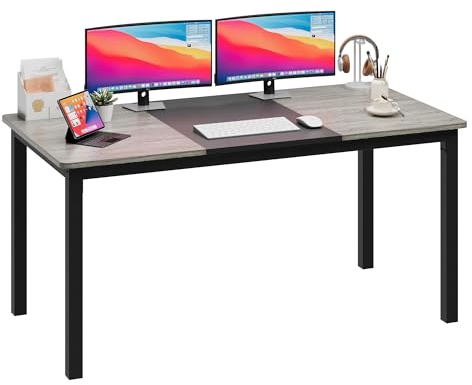 GarveeHome Industrieller Schreibtisch, Schwarz & Grau Holz-Optik, Robuster Metallrahmen, 159kg Belastbarkeit, Für Büro, Gaming & Wohnzimmer, Stabil und Langlebig, Größe 180 x 81 x 76 cm