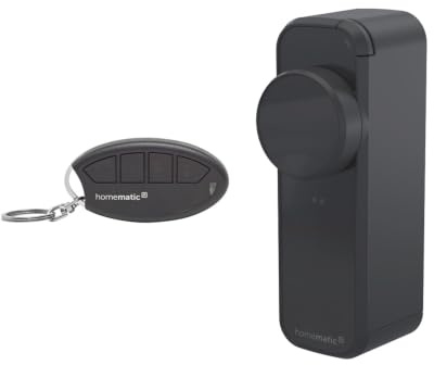Homematic IP Türschlossantrieb – pro + Fernbedienung, anthrazit, Smart Home, permanente Türüberwachung, Smart Lock, elektronisches Türschloss, Tür steuern per App, Alexa & Google Home