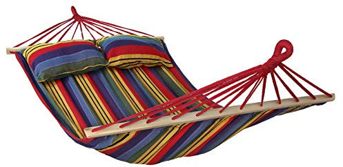 BB Sport Stabhängematte 240 x 150cm Hängematte inkl. 2 Kissen max. 300 kg 2 Personen Doppelhängematte Outdoor, Farbe:Mexico