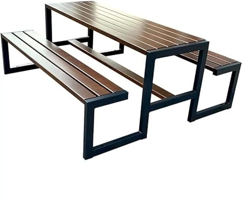 Rattanland | Gartenmöbel Set Picknickbank Modern aus hochwertigstem Holz für den Garten, Zuhause (Nuss), 180 x 166 x 72,5 cm