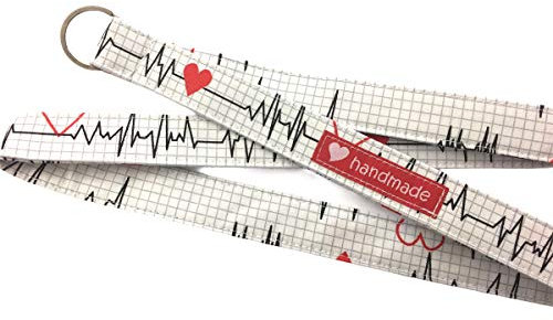 Schlüsselband - EKG - Herz - weiß/rot