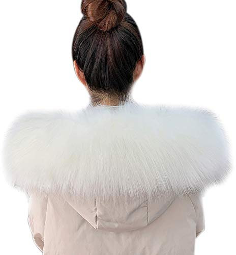 Asudaro Damen Fauxpelzkragen Pelzschal Stolen Pelzkragen Fellkragen Kunstfell Kunstpelz Kragen Fell Schal Hood Kragen Wrap Kunstpelz Kapuze Edges Fellkragen für Wintermantel Jacke Kapuze 65-85cm