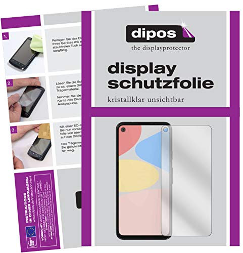 dipos I 2X Schutzfolie klar kompatibel mit Google Pixel 4a 5G Folie Displayschutzfolie (bewusst Kleiner als das Glas, da Dieses gewölbt ist)