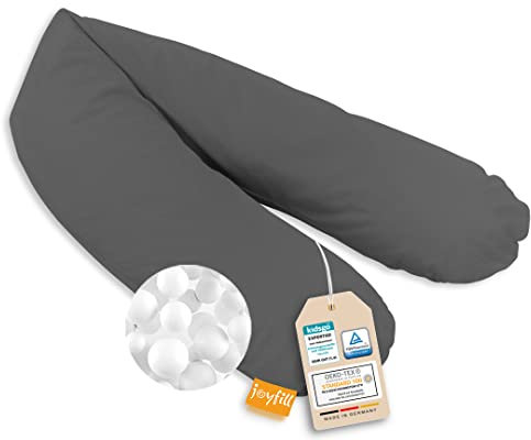 joyfill® Stillkissen Mikroperlen 190cm I Schwangerschaftskissen - Made in Germany I Ideal zum Schlafen & Stillen Dank Flüsterleiser & Bequemer Füllung I Stillkissen XXL (Anthrazit, stillkissen)