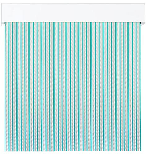 Cortinas Exterior de Cinta para Puertas | Plástico PVC y Barra Aluminio tamaños | PERTONI TENDE (Verde Y Transparente, Ancho 90cm x 210cm Largo)